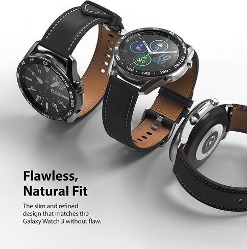 تصميم Ringke Bezel متوافق مع ساعة Galaxy Watch 3 مقاس 45 مم، غطاء لاصق بحلقة لاصقة مضادة للخدش من الفولاذ المقاوم للصدأ - فضي مخرش [45-42] in Saudi Arabia
