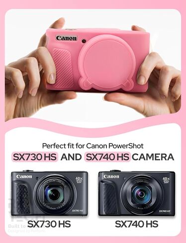 Camera Cover for Canon PowerShot SX730 HS, SX740 HS Digital Camera, Soft Silicone Protective Cover with Removable Lens Cap, Travel Camera Case for Photographers - Black in Saudi Arabia