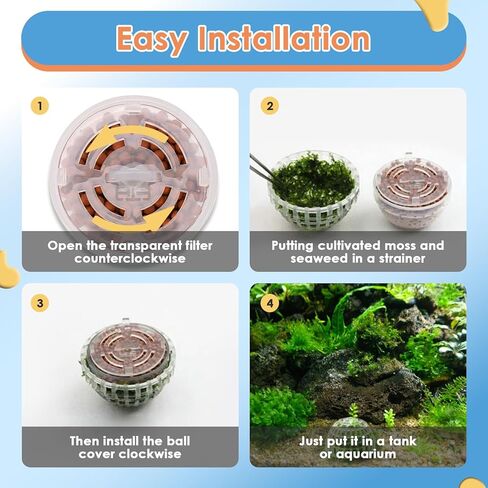 قطعتان من حامل كرة الطحلب لحوض السمك البلاستيكي مع حجر فلتر، حامل كرة الطحلب لخزان الأسماك، فلتر حامل كرة الطحلب لحوض السمك ونباتات الطحلب وديكور المناظر الطبيعية لخزان الأسماك in Kuwait