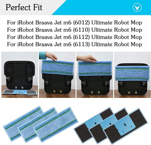 وسائد تنظيف Extolife مكونة من 8 قطع قابلة للغسل وإعادة الاستخدام لiRobot Braava Jet m6 (6110) Wibot Connection، 4 وسائد رطبة و4 وسادات جافة) in Kuwait