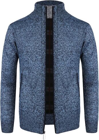 OlyljpinZ Men's Casual Stand Collar Sweater Slim Zip Thick Knitted Cardigan Sweaters with 2 Pockets in Kuwait