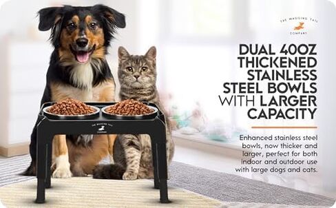 Adjustable Dog Bowl with Slow Feeder Insert, Black, stainless steel in Saudi Arabia