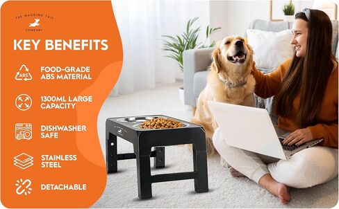Adjustable Dog Bowl with Slow Feeder Insert, Black, stainless steel in Saudi Arabia