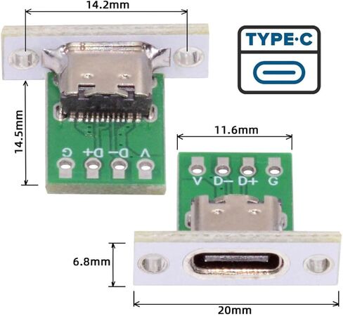 chenyang 5 Pack USB C DIY Connector 24Pin Female Socket Port Repair Replacement Solder Adapter with Panel Mount Screw Hole in Saudi Arabia