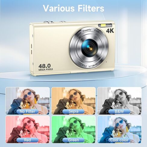 Digital Camera, Autofocus 48MP UHD 4K Vlogging Camera 16X Digital Zoom, Portable Compact Point and Shoot Digital Camera for Teens Adult Beginner in Saudi Arabia