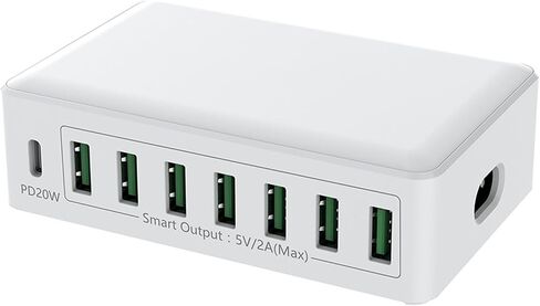 محطة شحن USB 8 منافذ سريعة 20 وات PD محطة شحن متعددة USB مزود طاقة ذكي للهواتف المحمولة والأجهزة اللوحية وما إلى ذلك in Saudi Arabia
