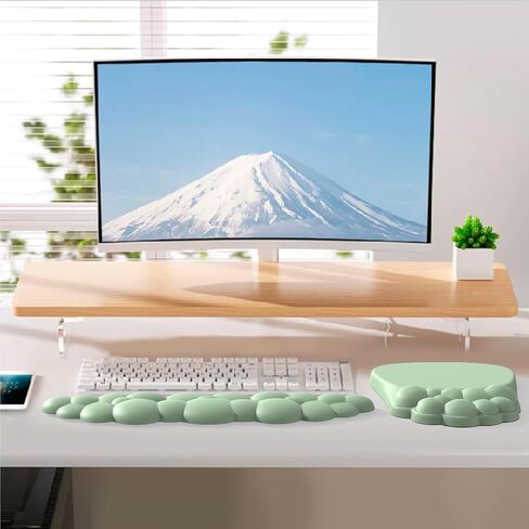 Ergonomic Mouse pad and Keyboard Wrist Rest,2 in1 Cloud Keyboard Wrist Rest+Cloud Mouse Pad, Non-Slip Wrist Rest for Computer Keyboard, Made Easy Typing & Relieve Wrist Pain Green in Saudi Arabia