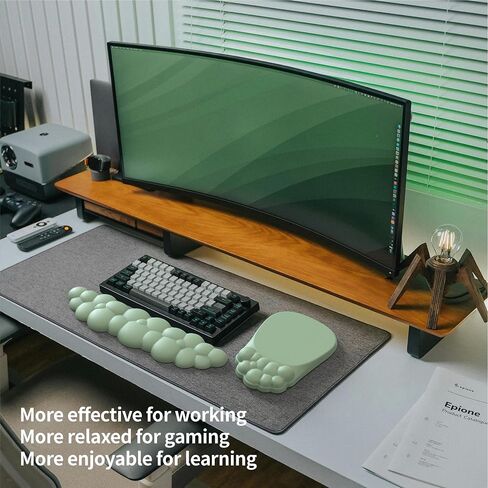 Ergonomic Mouse pad and Keyboard Wrist Rest,2 in1 Cloud Keyboard Wrist Rest+Cloud Mouse Pad, Non-Slip Wrist Rest for Computer Keyboard, Made Easy Typing & Relieve Wrist Pain Green in Saudi Arabia