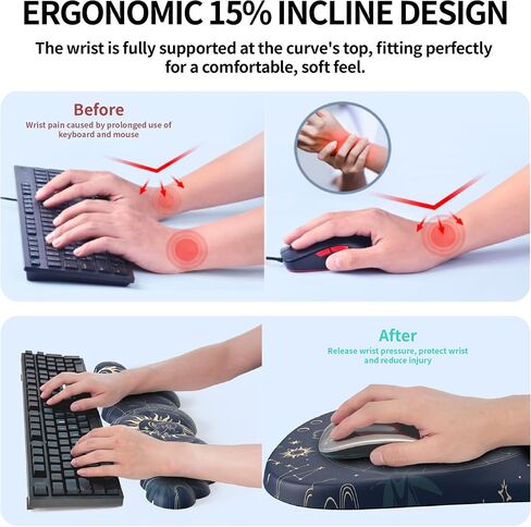 Ergonomic Mouse pad and Keyboard Wrist Rest,2 in1 Cloud Keyboard Wrist Rest+Cloud Mouse Pad, Non-Slip Wrist Rest for Computer Keyboard, Made Easy Typing & Relieve Wrist Pain Green in Saudi Arabia