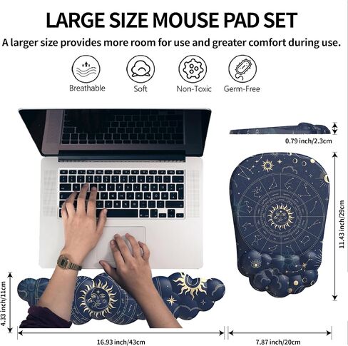 Ergonomic Mouse pad and Keyboard Wrist Rest,2 in1 Cloud Keyboard Wrist Rest+Cloud Mouse Pad, Non-Slip Wrist Rest for Computer Keyboard, Made Easy Typing & Relieve Wrist Pain Green in Saudi Arabia