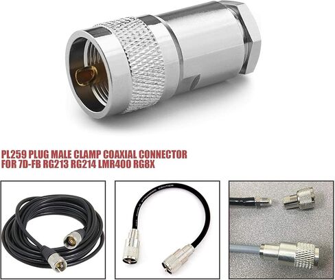 5Pcs PL259 Cable Clamp Compression Plug Coaxial Adapter for 7D-FB RG213 RG214 LMR400 RG8X in Saudi Arabia