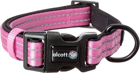 alcott Adventure Dog Collar with Reflective Stitching & Neoprene Padding, Medium, Pink in Saudi Arabia