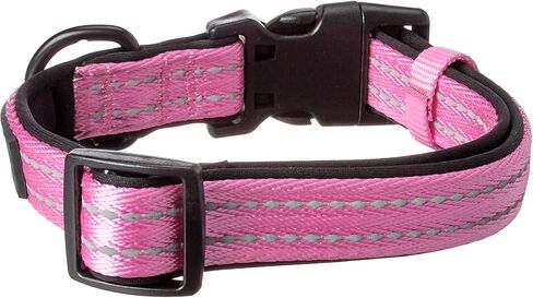 alcott Adventure Dog Collar with Reflective Stitching & Neoprene Padding, Medium, Pink in Saudi Arabia