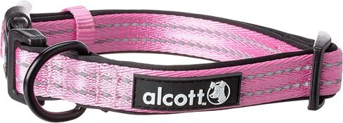 alcott Adventure Dog Collar with Reflective Stitching & Neoprene Padding, Medium, Pink in Saudi Arabia