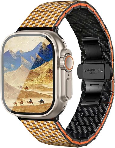 Compatible with Apple Watch Band Carbon Fiber Band for iwatch Ultra 2/Ultra/10/9/8/7/6/SE/5/4/3/2/1, 100% Carbon Fiber Apple Watch Band in Saudi Arabia