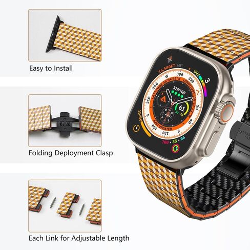 Compatible with Apple Watch Band Carbon Fiber Band for iwatch Ultra 2/Ultra/10/9/8/7/6/SE/5/4/3/2/1, 100% Carbon Fiber Apple Watch Band in Saudi Arabia