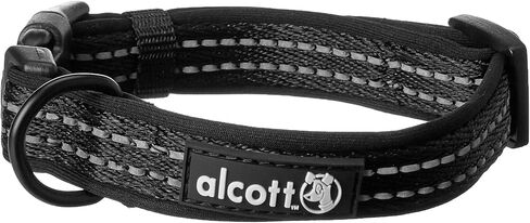alcott Adventure Dog Collar with Reflective Stitching & Neoprene Padding, Medium, Pink in Saudi Arabia