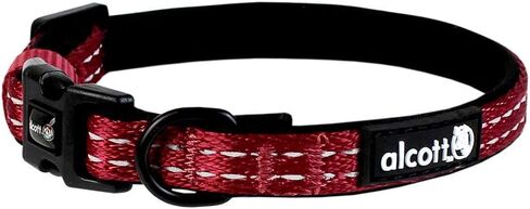 alcott Adventure Dog Collar with Reflective Stitching & Neoprene Padding, Medium, Pink in Kuwait