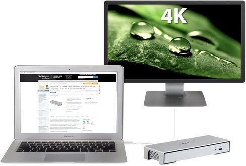 StarTech.com Thunderbolt 2 Dock - 4K - Laptop Docking Station - Thunderbolt to HDMI / USB 3.0 / Gigabit Ethernet / eSATA (TB2DOCK4KDHC),Silver in Saudi Arabia