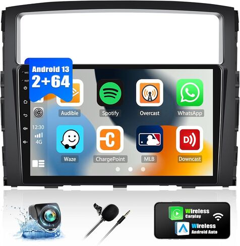[2+64G] ستيريو سيارة Android 13 لسيارة Mitsubishi Pajero 4 V80 V90 2006-2014 مع Carplay اللاسلكي وAndroid Auto، راديو سيارة بشاشة لمس 9 بوصة مع GPS WiFi Bluetooth FM/RDS HiFi SWC AUX-in+AHD كاميرا احتياطية in Saudi Arabia