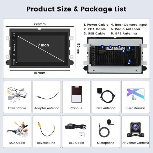 Hikity Android Car Stereo for Ford F150/F250/F350 2004-2014 راديو 2+64 جيجابايت 7 بوصة تعمل باللمس راديو السيارة اللاسلكي Carplay Android Auto دعم نظام تحديد المواقع والملاحة واي فاي بلوتوث FM EQ كاميرا احتياطية in Saudi Arabia