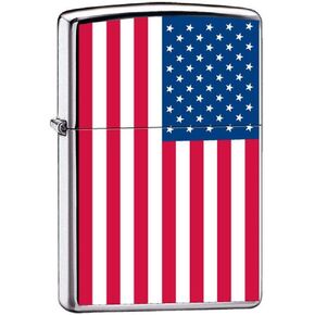 Zippo "United States Flag" Lighter, High Polish Chrome, 7959