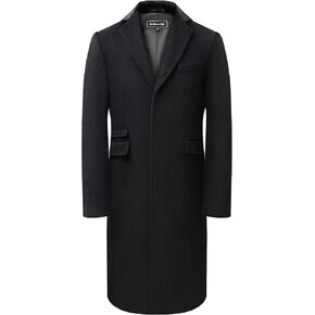 Mens Black Overcoat Wool & Cashmere Covert Warm Winter Mod Coat Velvet Collar & Red Satin Lining