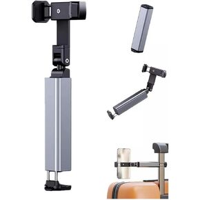 Portable Airplane Phone Holder for Desk and Tray Table, with 360 Degree Rotation - Perfect Travel Accessory for Train or Plane (Silver)
