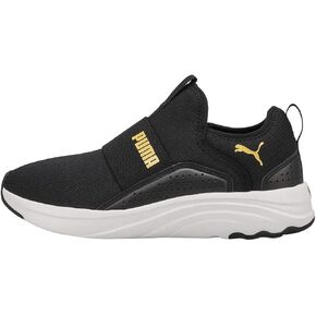 PUMA Women's Softride Sophia Slip On Sneaker Blk/Gld 8 Medium US