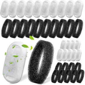 Cat Water Fountain Filters, 40 Pack Pet Fountain Replacement Filters for 67oz/2L and 108/3.2L Stainless Steel Pet Fountain Pet Water Fountain Filters - 20 Filters& 20 Sponges