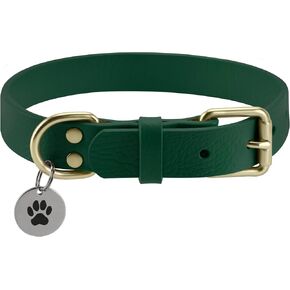 Leather Dog Collar,Heavy Duty Metal Buckle,Soft & Comfy Pet Collar,Waterproof & Odorproof,Adjustable for Custom Fit,Black,Small