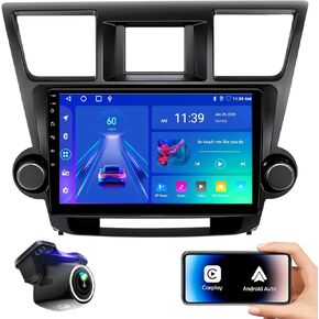 10.2 inch Car Radio Stereo Navigation for Toyota Highlander 2008-2014 CarPlay Android Auto 5G WiFi 1280 * 720 Resolution with GPS 48EQ Airplay Rear 1080P Camera SWC
