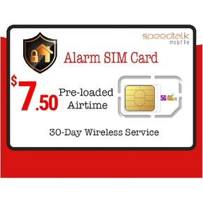 SpeedTalk Mobile $7.50 Alarm SIM Card GSM Business Office Home Security Burglar Anti-theft Alarm System & Monitoring | 3 in 1 Simcard: Standard Micro Nano | No Contract | 30 Days Service | US Coverage
