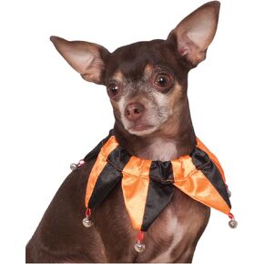 Rubie's Jester Pet Collar, Medium/Large, Orange and Black, Orange/Black