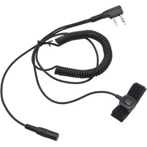 2-Pin K1 Plug to 3.5mm Headset Audio Adapter with Finger Touch PTT Button for Baofeng Radio