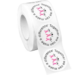 Breast Cancer Awareness Stickers - Pink Ribbon Stickers for Breast Cancer Awareness - Perfect for Event Decoration, Giveaways and Fundraising (Brest Cancer Round Stickers, Small)