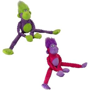 PetSport 2 Pack of Jungle Monkey Plush Dog Toys with Squeakers and Floppy Limbs, 14 Inch, Assorted Designs