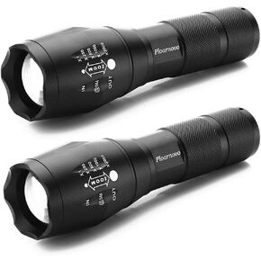 2 Pack Tactical Flashlight 2000 Lumens LED with Adjustable Focus and 5 Light Modes for Camping Hiking Emergency, Hurricane, Power Outage,Gift-Giving