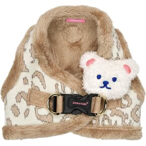 Pinkaholic New York Tailsy Vest Dog Harness Step-in Warm Winter Leopard Pattern for Small Dog, Beige, Medium