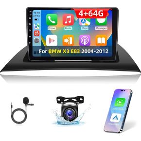 EKAT لسيارة BMW X3 E83 2004-2012 Android Car Stereo [4+64G] - تشغيل لاسلكي وAndroid Auto - راديو بشاشة لمس 9 بوصة مع 32 EQ DSP، WiFi، GPS، شاشة مقسمة + كاميرا رؤية خلفية AHD in Kuwait