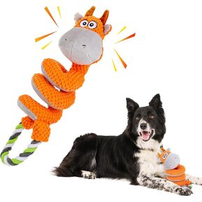 Squeaky Dog Toys, Interactive Dog Toys with Pull Rope,Tug of War Dog Toy, Plush Dog Pull Toy, Interactive Dog Toys for Aggressive Chewers,Plush Puppy Toys for Small, Medium, Big Dogs