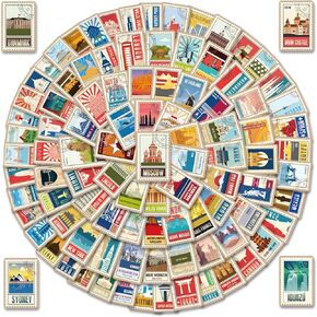 100pcs World Travel Stickers, Travel Map Waterproof Vinyl Decal for Girl Teen Suitcase Water Bottle Laptop Phone Travel Case Notebooks Diary Journaling Scrapbooking Computer Skateboard Luggage