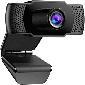 1080P Webcam with Microphone, Full HD Streaming Computer Web Camera, Noise-Canceling Mic, Plug and Play USB Web Cam for Online for Meeting/Conferencing/Video Calling