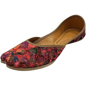 Multi Print Work Jooti for Women's Punjabi Ethnic Handmade Khussa Shoes Traditional Mojari Indain Jutti