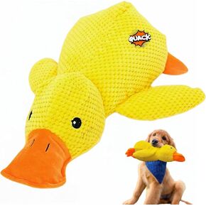 لعبة Yellow The Mellow Dog Toys لعبة البطة المهدئة للكلاب مقاس 17.7 بوصة - قطيفة مهدئة للمضغ العدواني، وسائد الكلب المحشوة، البط التفاعلية لحراسة الكلاب الداخلية والخارجية القوية in Kuwait