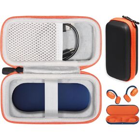 CaseSack Open Ear Headphones Case for Oladance OWS 2, OWS 1 Open Ear Headphones (Not fit for Charger case) (Black with Orange Zip)