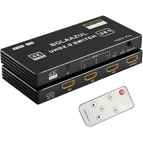 محول HDMI 3 في 1 خارج 4K@60 هرتز، BolAAzuL HDMI إلى HDMI Port Expander HDMI Hub محدد محول فيديو مع جهاز تحكم عن بعد لـ 3 مدخلات، يدعم 3D، HDCP2.2، HDR لـ PS5/PS4Pro/PS4، Xbox Series X/S، Apple TV in Kuwait
