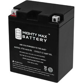 Mighty Max Battery YTX14AH 12V 12AH Battery for Yamaha 350 YFM35F, U Big Bear '87-'99
