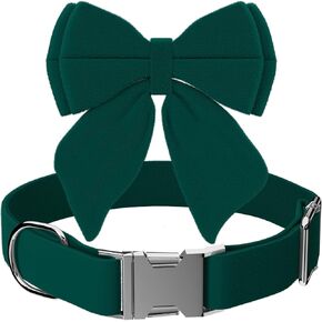 Dog Collar with Bowtie - Soft and Comfortable Velvet Puppy Collar, Dog Bow Tie with Adjustable Zinc Alloy Safety Buckle, Dog Collars for Boys and Girls，for Dog Weddings or Holiday Parties