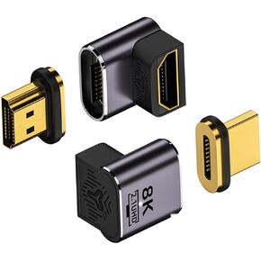 8K HDMI Magnetic Male to Female Adapter,HDMI Male to HDMI Female Extender Connector,HDMI 2.1 up Angle Magnetic Adapter,8K (UHD) 4K 2K 1440p (QHD) (Stereo-Front)